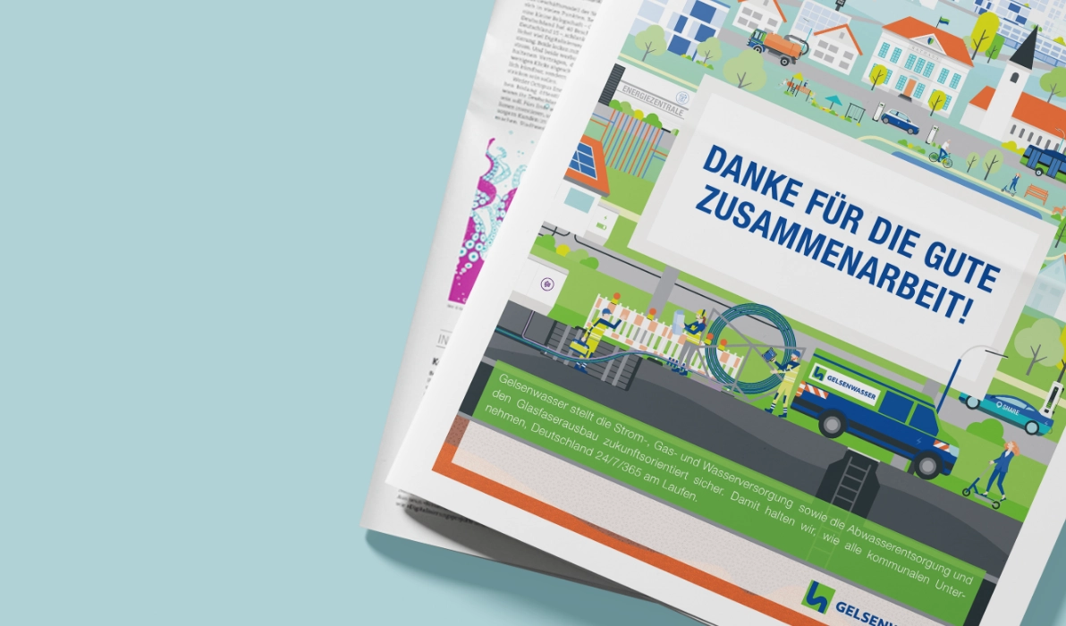 Gelsenwasser Zeitungsanzeige Szene Baustelle