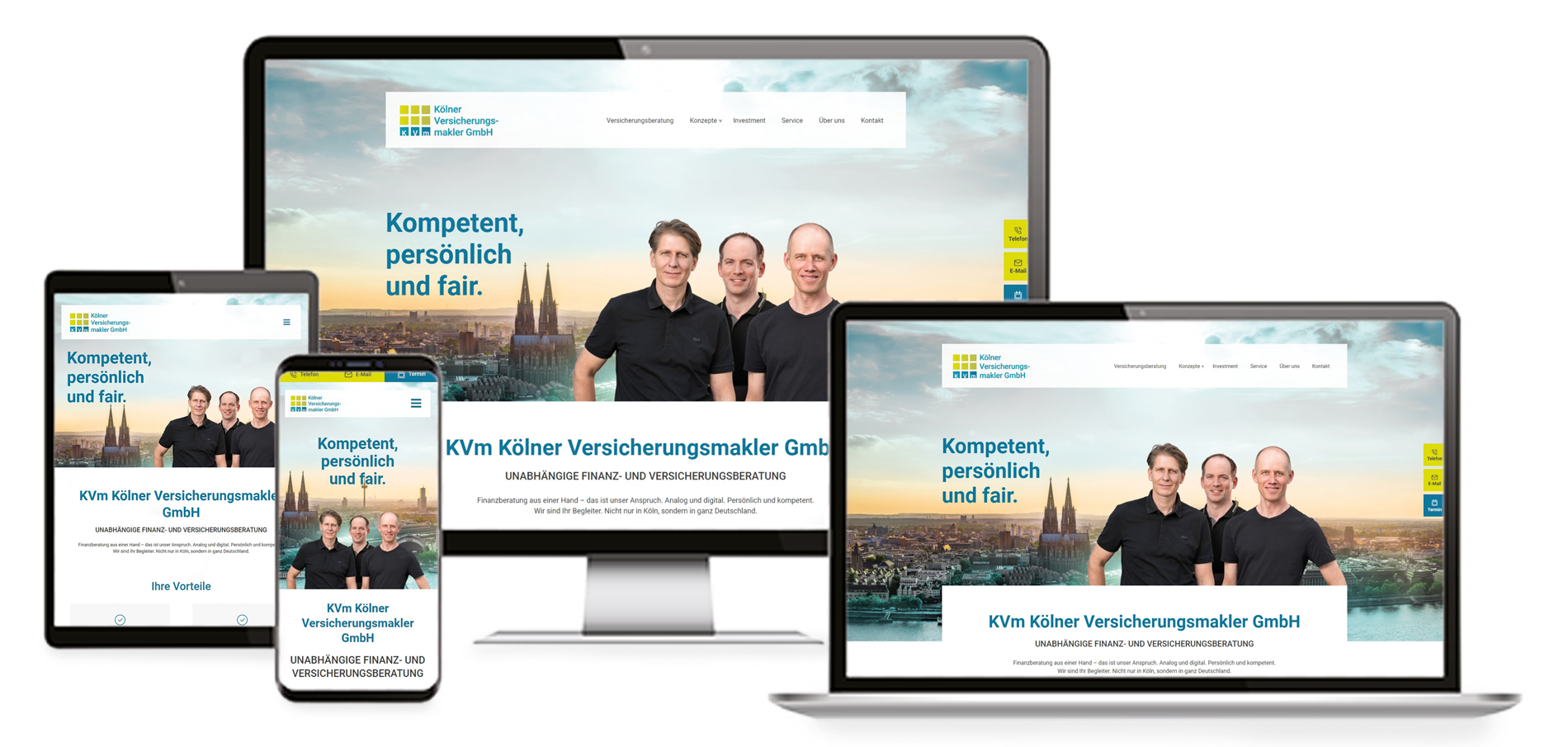 Mockups der Webseite von KVM nach dem erfolgreichen Relaunch