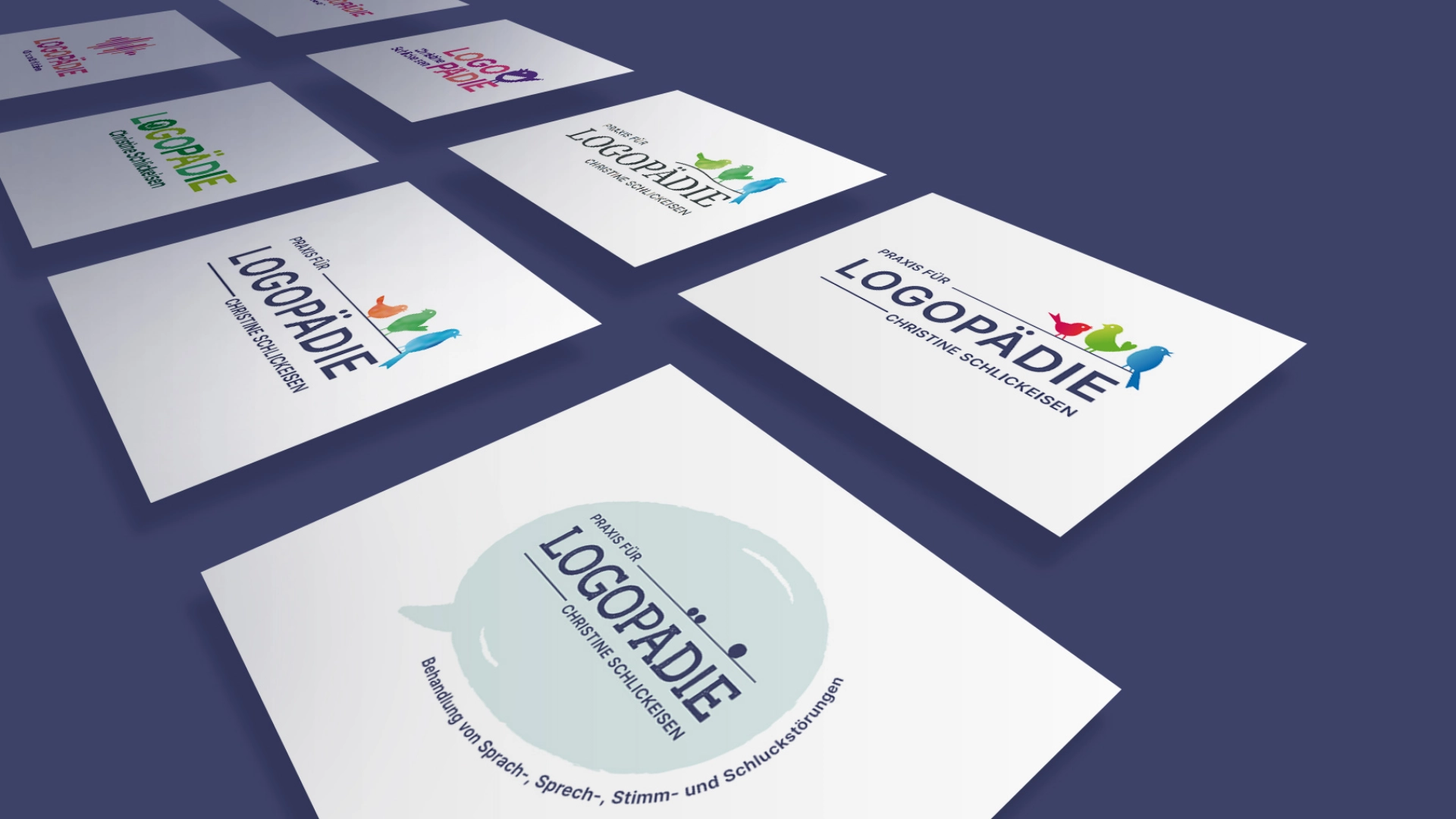 Entwicklungsschritte des Logos von Logopädie Praxis Schlickeisen