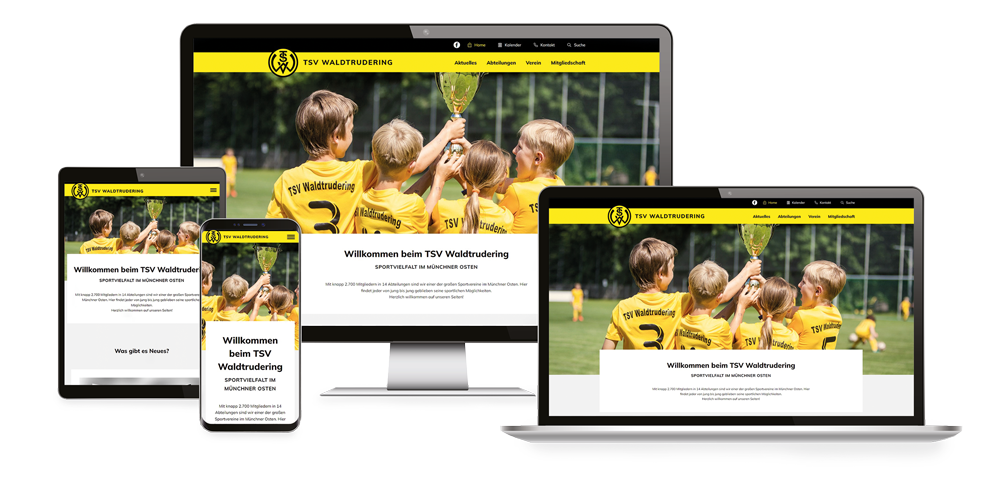 Mockups mit der neuen Webseite vom Verein TSV Waldtrudering