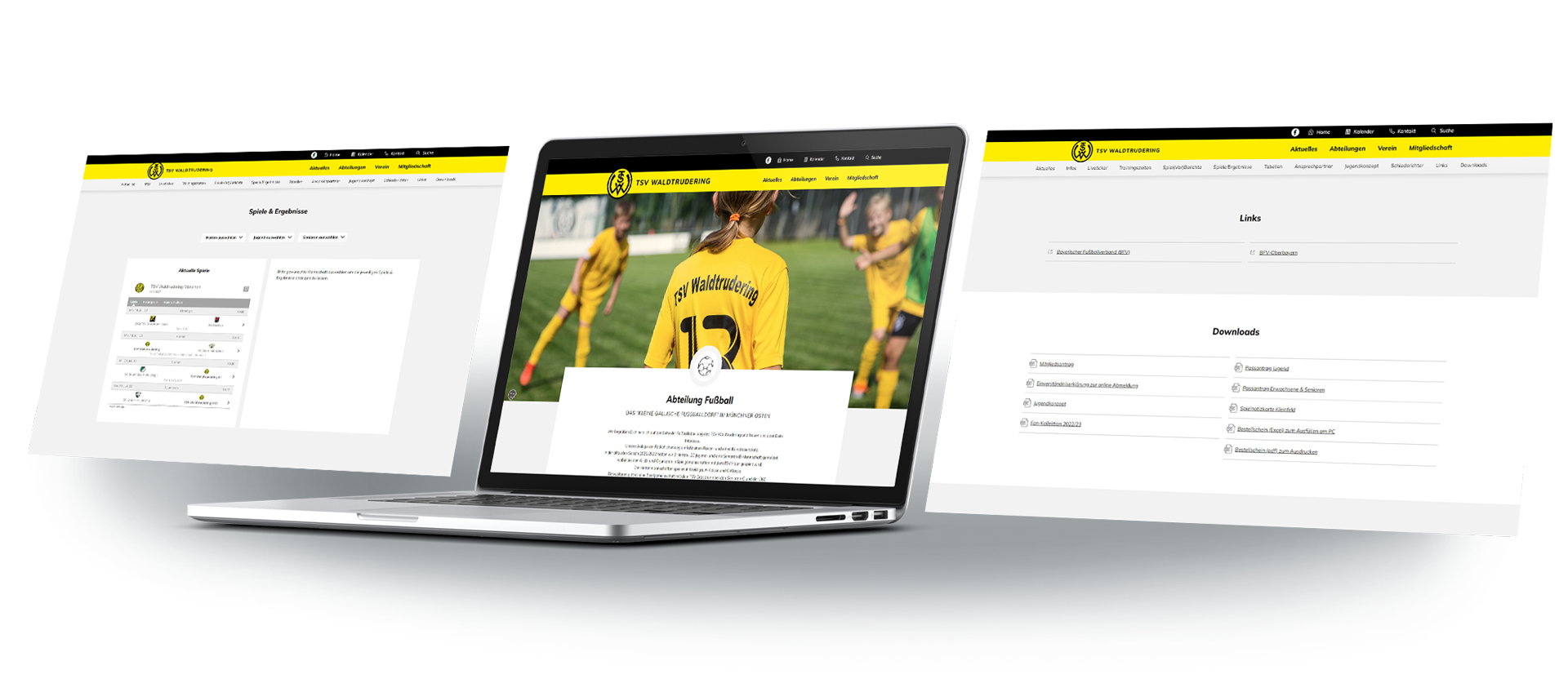 Mockup von der neuen Webseite vom Verein TSV Waldtrudering