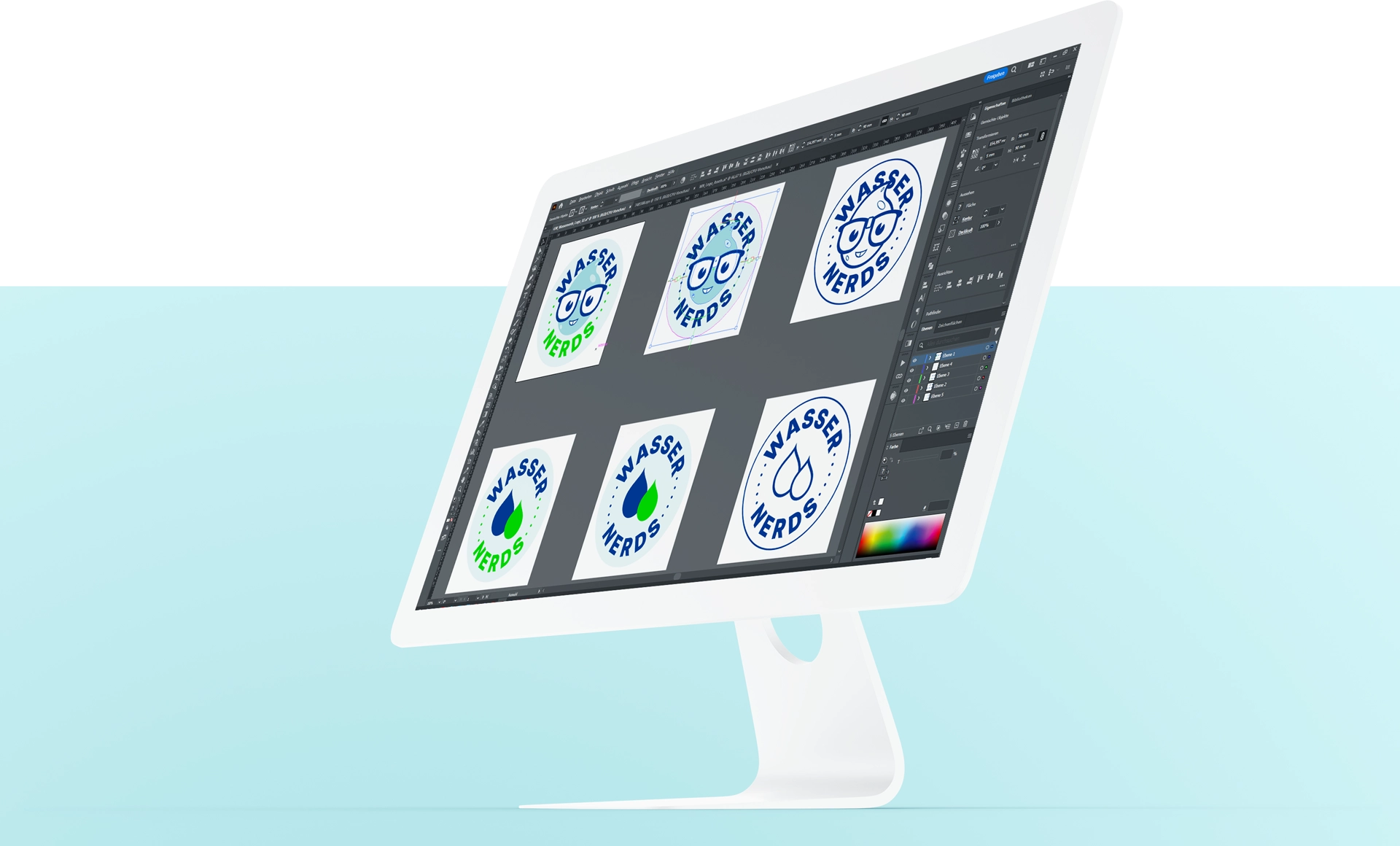 Wasser Nerds: ein Logo mit Charakter – spielerisch, einprägsam, interaktiv 4 Wasser Nerds Logo Varianten Desktop