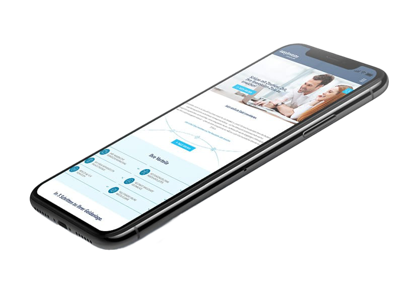 mobiler Webseitenscreen von Easyinvesto auf einem Smartphone