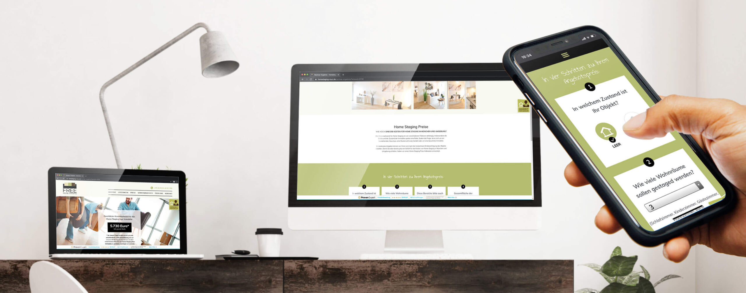 Mockups der neuen Webseite von Free Home Staging