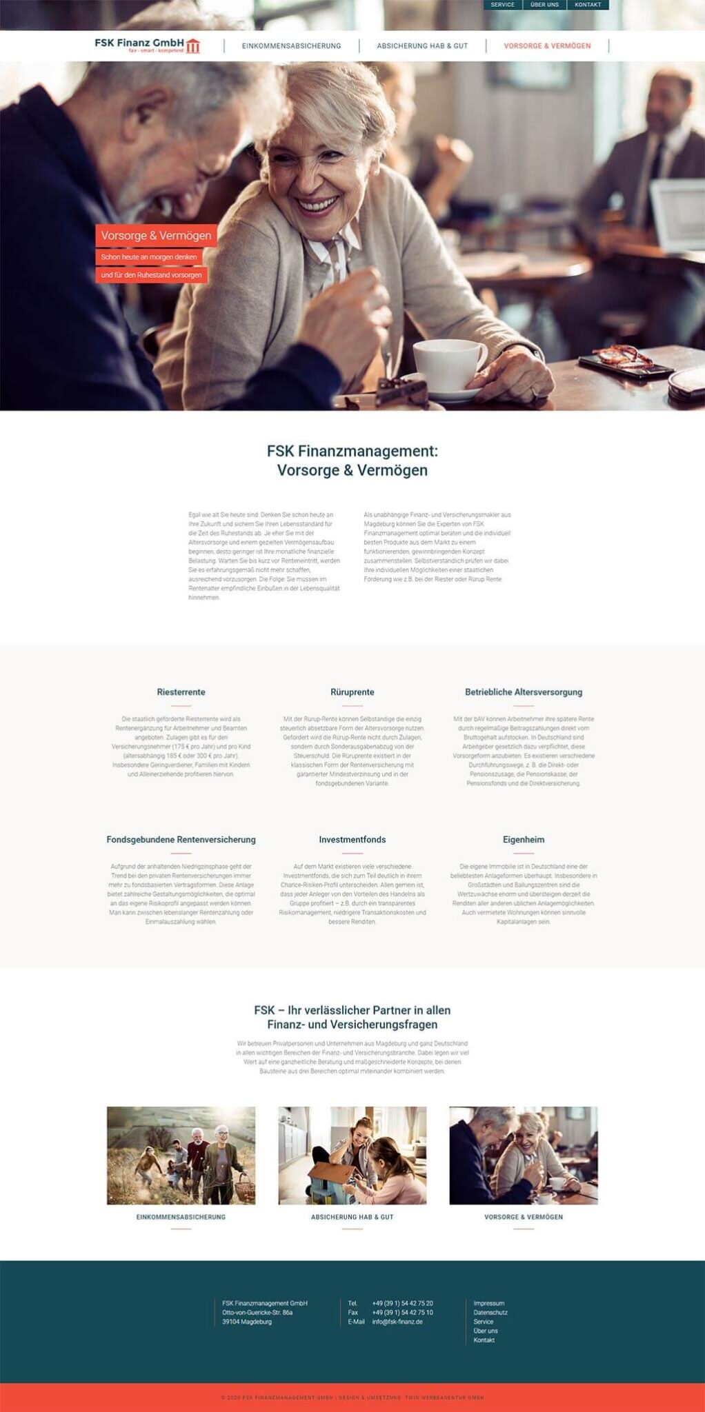 Screenshot der neuen Webseite von FSK Finanzmanagement GmbH