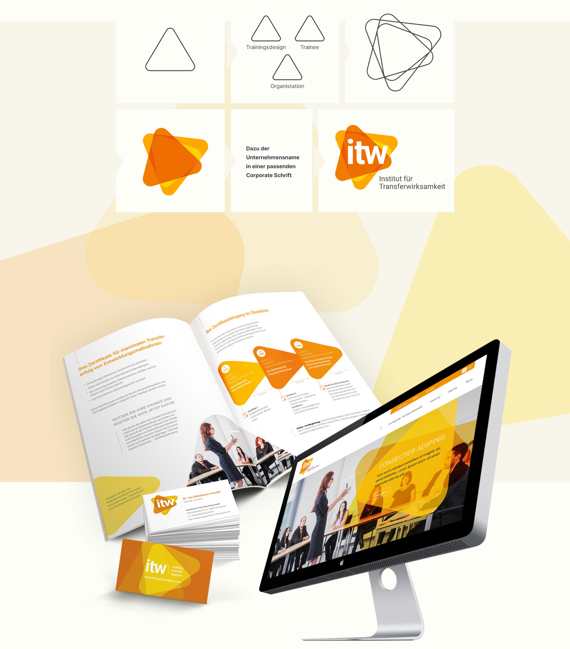 twin werbeagentur - Referenz - ITW - Coporate Design Collage mit Logo, Broschüre und Webseite