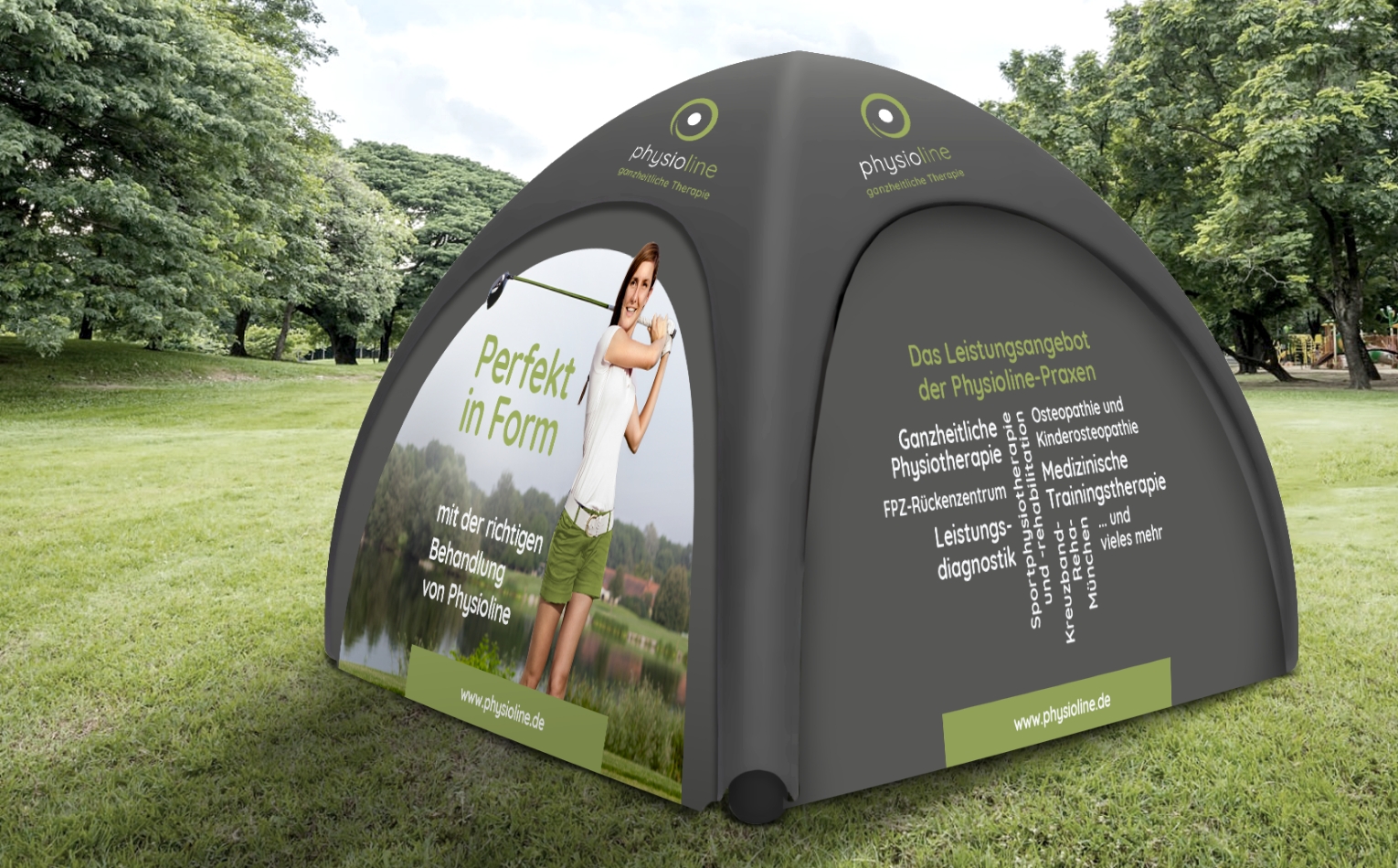 twin werbeagentur - Referenz - Physioline Sport & Prävention GmbH - Zelt bedruckt twin werbeagentur - Referenz - Physioline Sport & Prävention GmbH - Zelt bedruckt